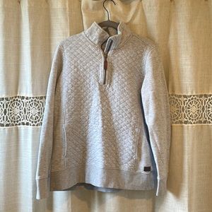 L.L. Bean Quilted Quarter-zip Pullover Sweatshirt in Heather Gray